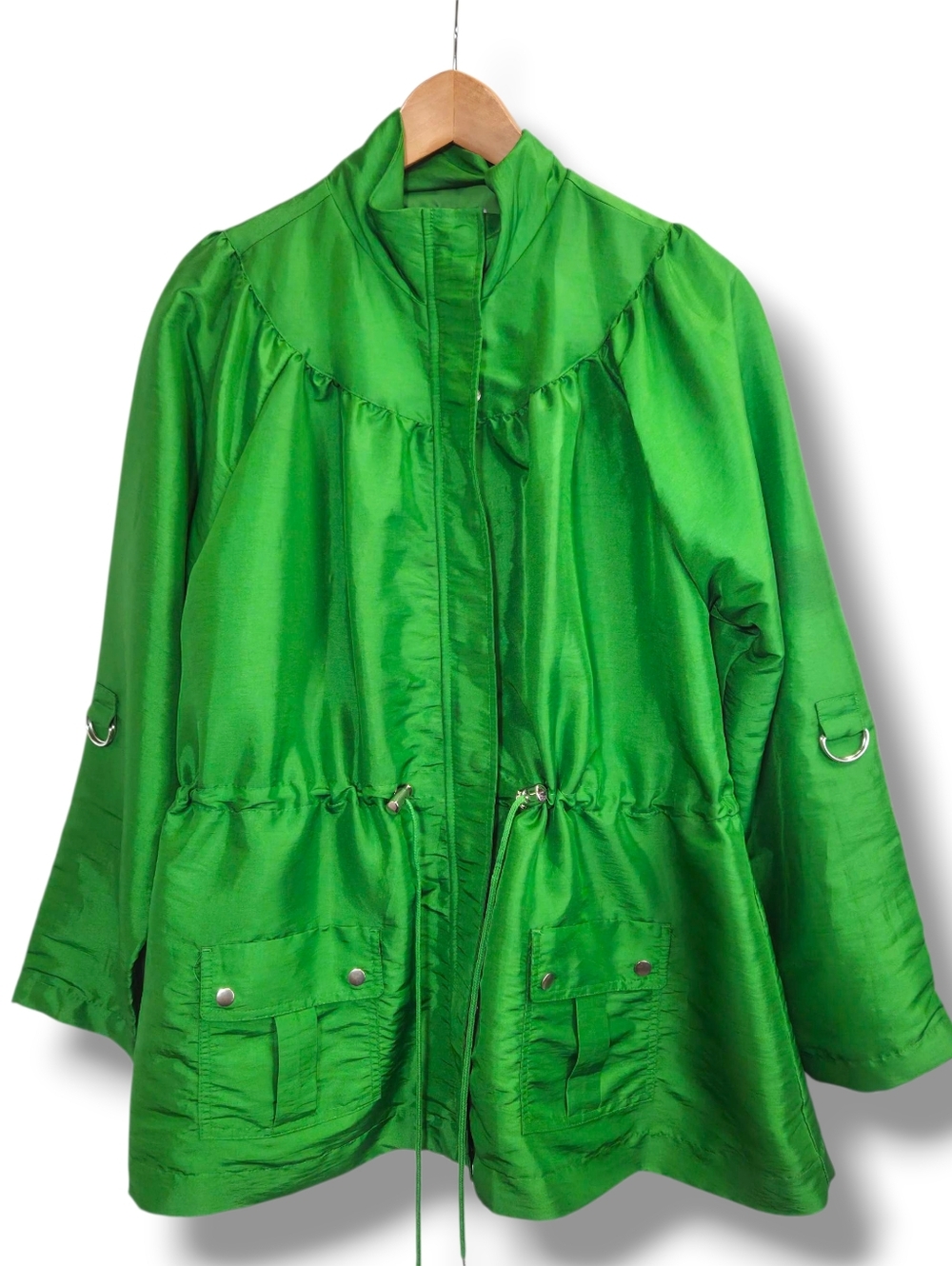 Jaclyn Smith Shiny Emerald Green Utility Jacket Size Large